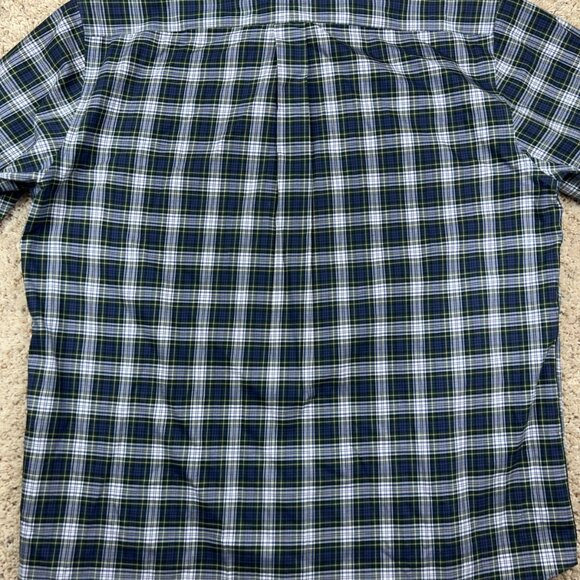 LL Bean Mens Wrinkle Free Blue Plaid long sleeve Button Up Shirt large 500539 - Picture 7 of 7